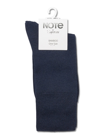 Damestrømpe - Note - Bambus - Comfort Top - Dark Blue